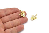 Brass Flower Charm, Raw Brass  Lotus Flower Charms With 1 Loop - Pad Size 6mm (21x17mm) N2074