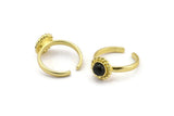 Brass Ring Settings, Raw Brass Round Shaped Ring With 1 Stone Setting - Pad Size 6mm N2093