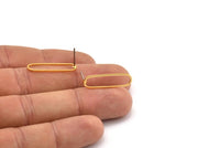 Gold Oval Earring, 6 Gold Plated Brass Oval Stud Earrings (25x7x0.80mm) BS 1732 A2046 H0442
