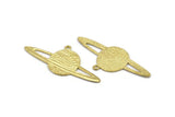 Brass Planet Charm, 2 Raw Brass Planet Charms With 1 Loop, Earrings, Pendants, Findings (55x24x1.2mm) N1070