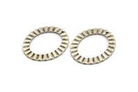 Silver Oval Charm, 4 Antique Silver Plated Brass Wavy Oval Charm Earrings With 1 Hole, Pendants, Findings (33x28x1mm) D909 H0816