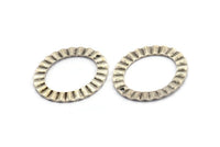 Silver Oval Charm, 4 Antique Silver Plated Brass Wavy Oval Charm Earrings With 1 Hole, Pendants, Findings (33x28x1mm) D909 H0816