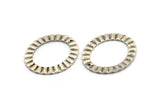 Silver Oval Charm, 4 Antique Silver Plated Brass Wavy Oval Charm Earrings With 1 Hole, Pendants, Findings (33x28x1mm) D909 H0816