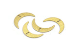 Brass Moon Charm, 24 Textured Raw Brass Crescent Moon Charms With 2 Holes (22x5x0.80mm) M01203