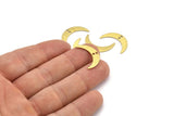 Brass Moon Charm, 24 Textured Raw Brass Crescent Moon Charms With 2 Holes (22x5x0.80mm) M01203