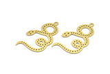 Brass Snake Charm, 6 Raw Brass Snake Pendants With 1 Loop, Charms, Findings (44x26x0.60mm) A3535