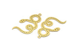 Brass Snake Charm, 6 Raw Brass Snake Pendants With 1 Loop, Charms, Findings (44x26x0.60mm) A3535
