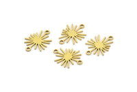 Brass Sun Charm, 50 Raw Brass Sun Charms With 2 Loops, Connectors (15x11x0.60mm) A3651