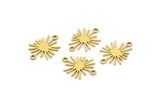 Brass Sun Charm, 50 Raw Brass Sun Charms With 2 Loops, Connectors (15x11x0.60mm) A3651