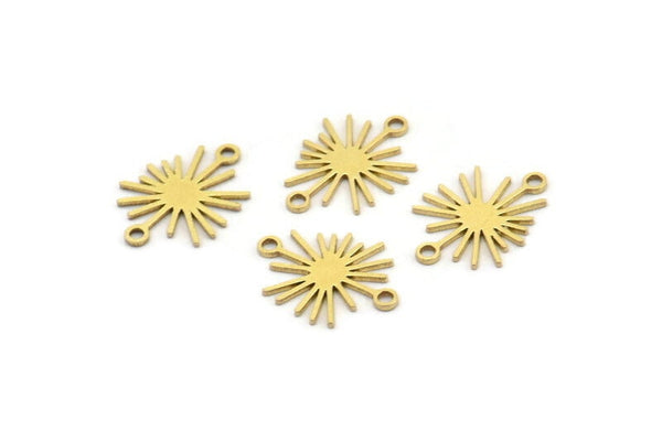 Brass Sun Charm, 50 Raw Brass Sun Charms With 2 Loops, Connectors (15x11x0.60mm) A3651
