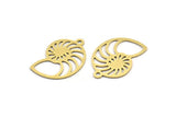 Brass Shell Charm, 12 Raw Brass Snail Shell Shaped Charms With 1 Loop, Earring Findings (26x18x0.60mm) A3532