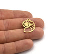 Brass Shell Charm, 12 Raw Brass Snail Shell Shaped Charms With 1 Loop, Earring Findings (26x18x0.60mm) A3532