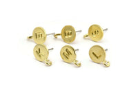 Brass Letter Earring, 4 Raw Brass Alphabets With 1 Loop, Stud Earrings, Alphabet Stud, Initial Earrings, Personalized Ear Stud (9mm)