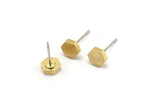 Brass Hexagon Earring, 8 Raw Brass Hexagon Stud Earrings (6x2mm) D0125 A1316