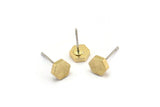 Brass Hexagon Earring, 8 Raw Brass Hexagon Stud Earrings (6x2mm) D0125 A1316