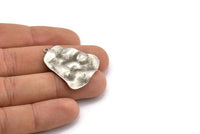 Silver Trapezoid Charm, 6 Antique Silver Plated Brass Trapezoid Charms With 1 loop, Earrings, Pendants, Findings (33x27x0.60mm) D0757 H0805
