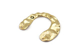 Gold Geometric Charm, 4 Gold Plated Brass U Shaped Pendants With 3 Holes, Findings (30x25x0.60mm) D0728