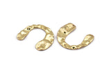 Gold Geometric Charm, 4 Gold Plated Brass U Shaped Pendants With 3 Holes, Findings (30x25x0.60mm) D0728