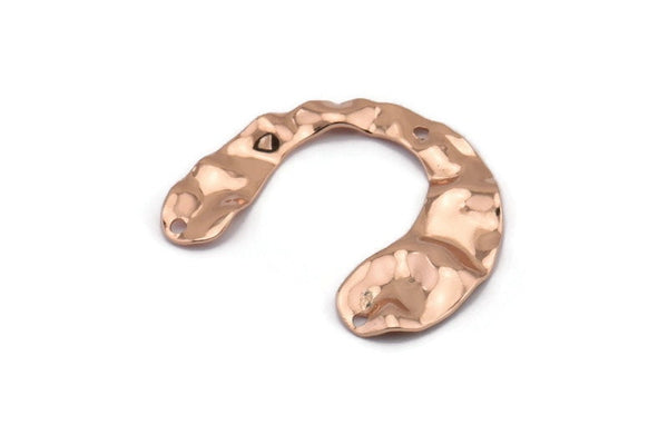 Rose Gold Geometric Charm, 4 Rose Gold Plated Brass U Shaped Pendants With 3 Holes, Findings (30x25x0.60mm) D0728