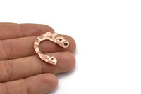 Rose Gold Geometric Charm, 4 Rose Gold Plated Brass U Shaped Pendants With 3 Holes, Findings (30x25x0.60mm) D0728