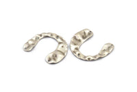 Silver Geometric Charm, 10 Antique Silver Plated Brass U Shaped Pendants With 3 Holes, Findings (30x25x0.60mm) D0728
