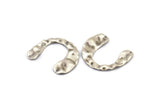 Silver Geometric Charm, 10 Antique Silver Plated Brass U Shaped Pendants With 3 Holes, Findings (30x25x0.60mm) D0728