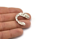 Silver Geometric Charm, 10 Antique Silver Plated Brass U Shaped Pendants With 3 Holes, Findings (30x25x0.60mm) D0728