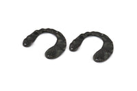 Siyah Geometrik Charm, 3 Delikli 10 Oksitlenmiş Siyah Pirinç U Şeklinde Kolye, Bulgular (30x25x0,60 mm) D0728 S1015