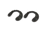Siyah Geometrik Charm, 3 Delikli 10 Oksitlenmiş Siyah Pirinç U Şeklinde Kolye, Bulgular (30x25x0,60 mm) D0728 S1015