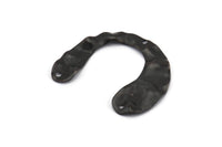 Siyah Geometrik Charm, 3 Delikli 10 Oksitlenmiş Siyah Pirinç U Şeklinde Kolye, Bulgular (30x25x0,60 mm) D0728 S1015