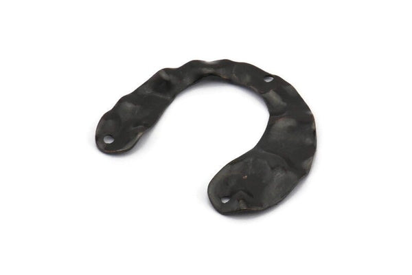 Siyah Geometrik Charm, 3 Delikli 10 Oksitlenmiş Siyah Pirinç U Şeklinde Kolye, Bulgular (30x25x0,60 mm) D0728 S1015