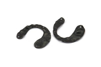 Siyah Geometrik Charm, 3 Delikli 10 Oksitlenmiş Siyah Pirinç U Şeklinde Kolye, Bulgular (30x25x0,60 mm) D0728 S1015