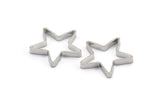Silver Star Charm, 24 Silver Tone Open Star Charms (20x2.5x0.5mm) BS 2386