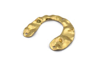 Brass Geometric Charm, 12 Raw Brass U Shaped Pendants With 3 Holes, Findings (30x25x0.60mm) D0728