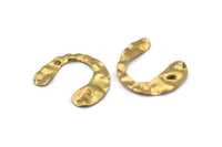 Brass Geometric Charm, 12 Raw Brass U Shaped Pendants With 3 Holes, Findings (30x25x0.60mm) D0728