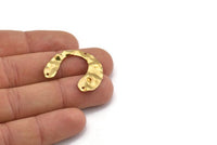 Brass Geometric Charm, 12 Raw Brass U Shaped Pendants With 3 Holes, Findings (30x25x0.60mm) D0728