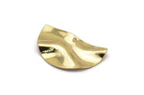 Semi Circle Charm, 4 Gold Plated Brass Wavy Half Moon Charms With 1 Hole, Earrings, Findings (25x14x0.60mm) D0674 Q1114