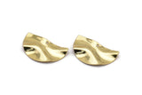 Semi Circle Charm, 4 Gold Plated Brass Wavy Half Moon Charms With 1 Hole, Earrings, Findings (25x14x0.60mm) D0674 Q1114