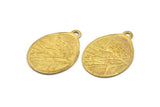Brass Owl Charm, 2 Raw Brass Owl Textured Drop Shape Charms With 1 Loop, Blanks (38x28.5x0.8mm) E215