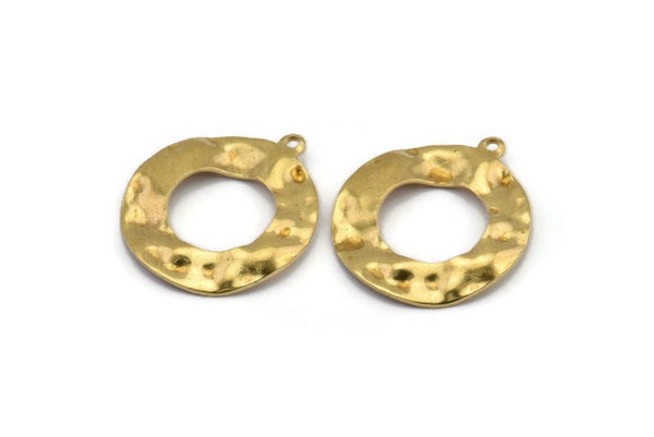 Brass Circle Charm, 12 Raw Brass Circle Charm Earrings With 1 Loop, Pendants, Findings (26x23x0.80mm) D0710