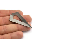 Necklace Triangle, 3 Black Plated Brass Triangle Charms with 1 holes (54x29x0.60mm) U014