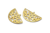 Brass Ethnic Pendant, 4 Raw Brass Semi Circle Pendants with 1 Loop (37x22x1mm) E663