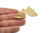 Brass Ethnic Pendant, 4 Raw Brass Semi Circle Pendants with 1 Loop (37x22x1mm) E663