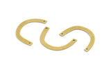 Brass Geometric Charm, 24 Raw Brass Semi Circle Charms With 2 Holes, Connectors (25x3x0.60mm) A3712