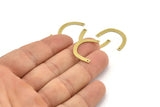 Brass Geometric Charm, 24 Raw Brass Semi Circle Charms With 2 Holes, Connectors (25x3x0.60mm) A3712