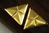 Brass Pyramid Triangle, 20 Raw Brass Pyramid Triangles with 2 Holes, Necklace Charms  (22x25mm) Brs 3045 A0024