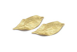 Brass Leaf Charm, 24 Raw Brass Textured Leaf Charm Earrings With 1 Hole, Pendants, Findings (35x16x0.40mm) D0687