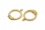 Brass Hoop Finding, 3 Hammered Raw Brass Hoop Pendant With 1 Loop, Charms, Earring Findings (33x25x2.5x1.5mm) BS 1929