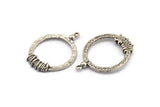 Silver Hoop Finding, 2 Hammered Antique Silver Plated Brass Hoop Pendant With 1 Loop, Charms, Earring Findings (33x25x2.5x1.5mm) BS 1929