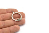 Silver Hoop Finding, 2 Hammered Antique Silver Plated Brass Hoop Pendant With 1 Loop, Charms, Earring Findings (33x25x2.5x1.5mm) BS 1929